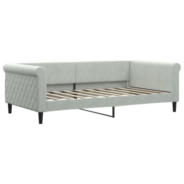 vidaXL Daybed with Trundle Light Gray 39.4"x74.8" Velvet - Image 6