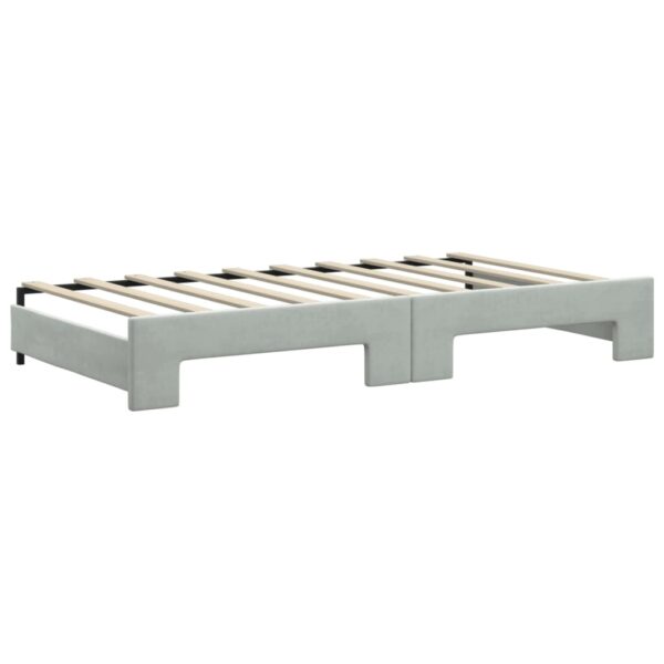 vidaXL Daybed with Trundle Light Gray 39.4"x74.8" Velvet - Image 7