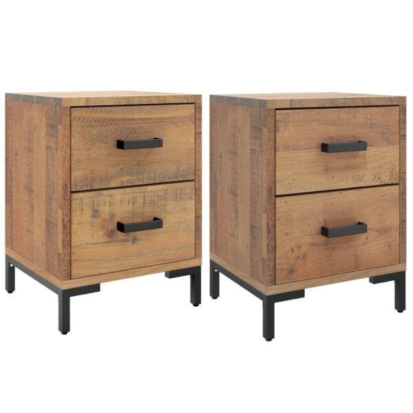 vidaXL Bedside Cabinets 2 pcs 14.2"x11.8"x17.7" Solid Wood Pine - Image 2