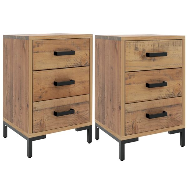 vidaXL Bedside Cabinets 2 pcs 15.7"x11.8"x21.7" Solid Wood Pine - Image 2