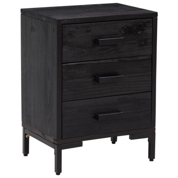 vidaXL Bedside Cabinets 2 pcs Black 15.7"x11.8"x21.7" Solid Wood Pine - Image 3