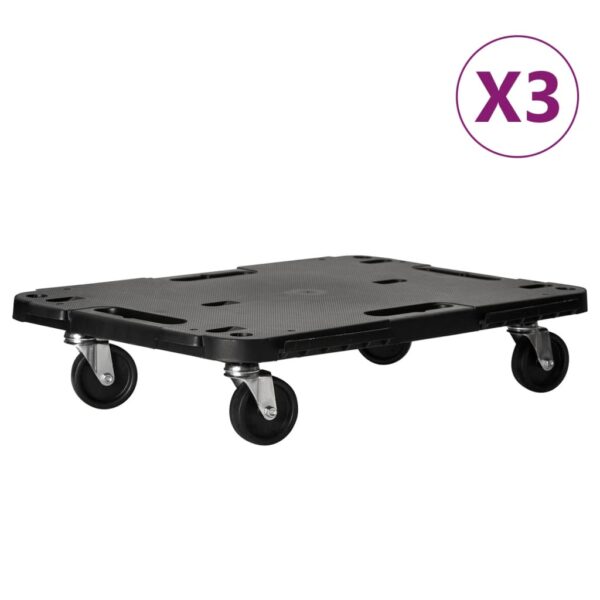 vidaXL Transport Trolleys 3 pcs Black 22.8"x15"x4.7" Polypropylene - Image 2