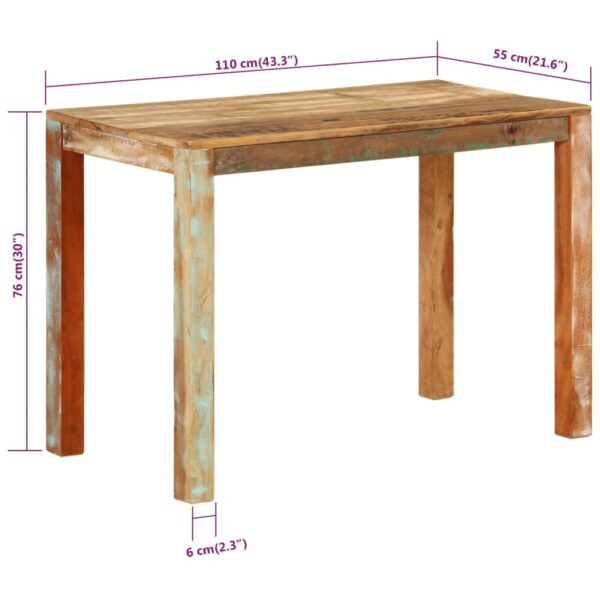 vidaXL Dining Table 43.3"x21.7"x29.9" Solid Wood Reclaimed - Image 8