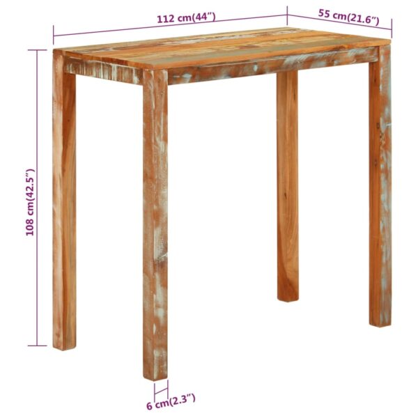 vidaXL Bar Table 44.1"x21.7"x42.5" Solid Wood Reclaimed - Image 8