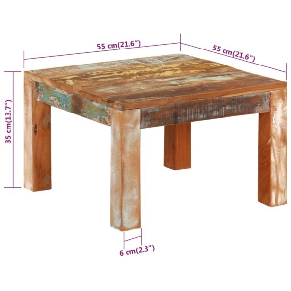 vidaXL Coffee Table 21.7"x21.7"x13.8" Solid Wood Reclaimed - Image 8