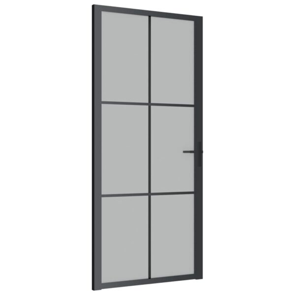 vidaXL Interior Door 36.6"x79.3" Black Matt Glass and Aluminum - Image 2