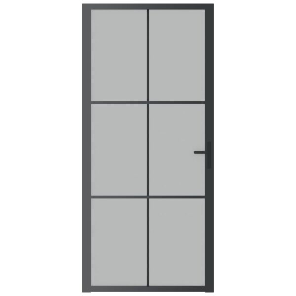 vidaXL Interior Door 36.6"x79.3" Black Matt Glass and Aluminum - Image 3