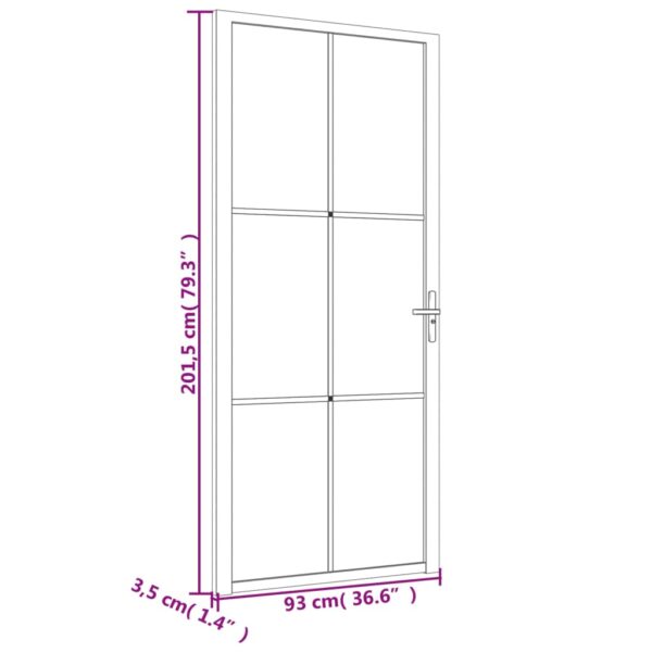 vidaXL Interior Door 36.6"x79.3" Black Matt Glass and Aluminum - Image 7