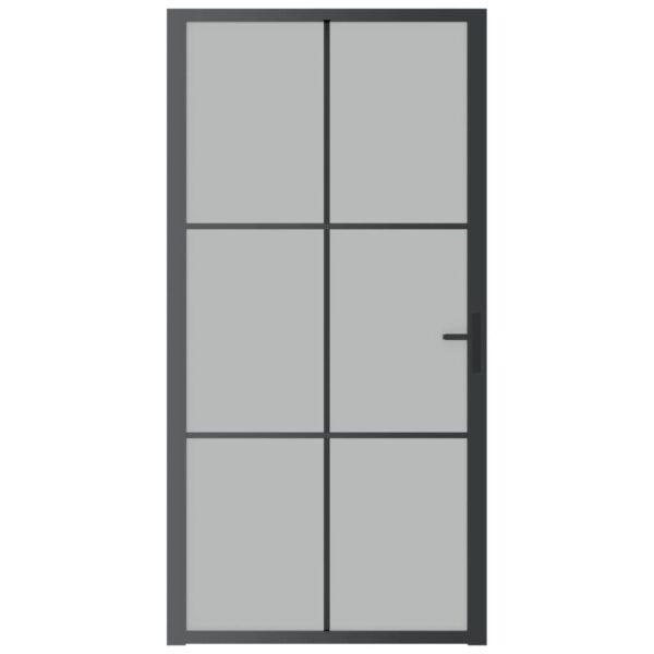 vidaXL Interior Door 40.4"x79.3" Black Matt Glass and Aluminum - Image 3