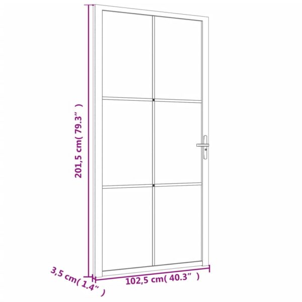 vidaXL Interior Door 40.4"x79.3" Black ESG Glass and Aluminum - Image 7