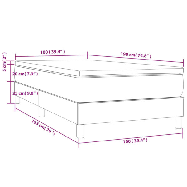 vidaXL Box Spring Bed with Mattress Light Gray 39.4"x74.8" Twin Fabric - Image 10