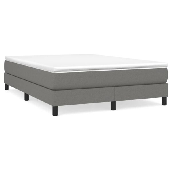 vidaXL Box Spring Bed with Mattress Dark Gray 53.9"x74.8" Full Fabric - Image 2