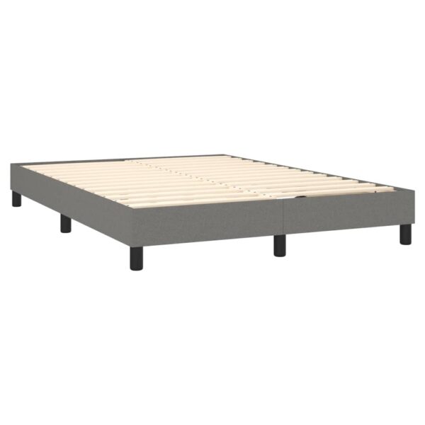 vidaXL Box Spring Bed with Mattress Dark Gray 53.9"x74.8" Full Fabric - Image 4