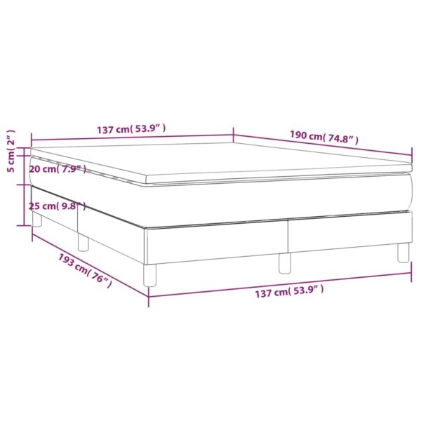 vidaXL Box Spring Bed with Mattress Dark Gray 53.9"x74.8" Full Fabric - Image 10