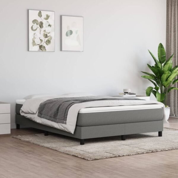 vidaXL Box Spring Bed with Mattress Dark Gray 53.9"x74.8" Full Fabric