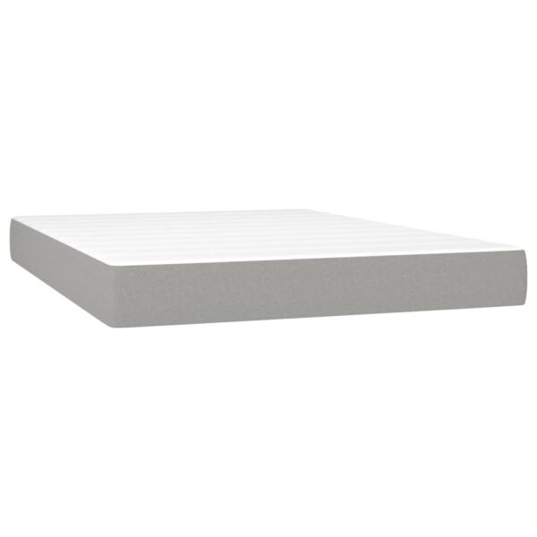 vidaXL Box Spring Bed with Mattress Light Gray 59.8"x79.9" Queen Fabric - Image 5