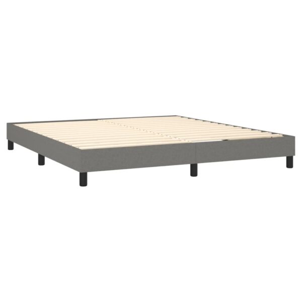 vidaXL Box Spring Bed with Mattress Dark Gray 76"x79.9" King Fabric - Image 4