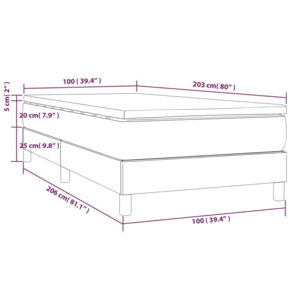 vidaXL Box Spring Bed with Mattress Dark Gray 39.4"x79.9" Twin XL Fabric - Image 10