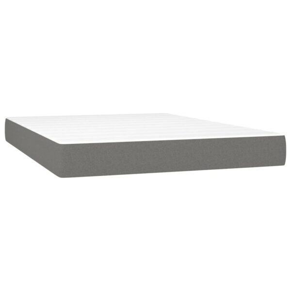 vidaXL Box Spring Bed with Mattress Dark Gray 53.9"x74.8" Full Fabric - Image 4