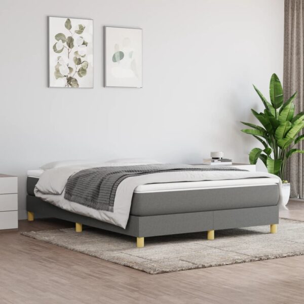 vidaXL Box Spring Bed with Mattress Dark Gray 53.9"x74.8" Full Fabric