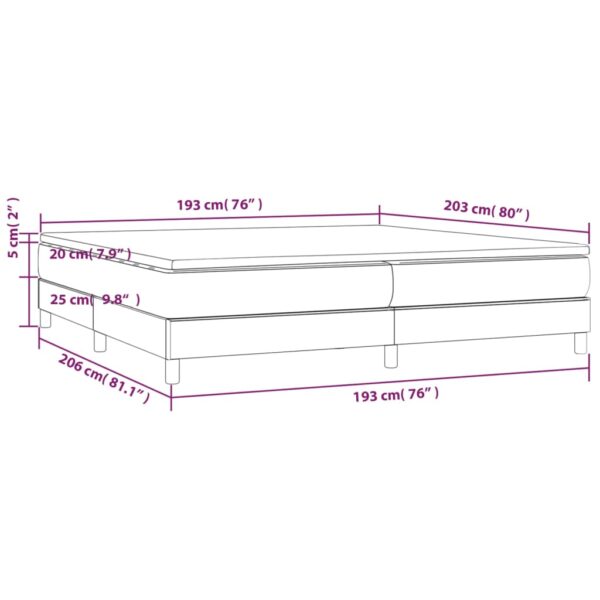 vidaXL Box Spring Bed with Mattress Light Gray 76"x79.9" King Fabric - Image 10