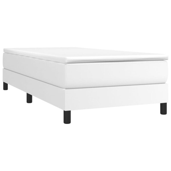 vidaXL Box Spring Bed with Mattress White 39.4"x74.8" Twin Faux Leather - Image 3