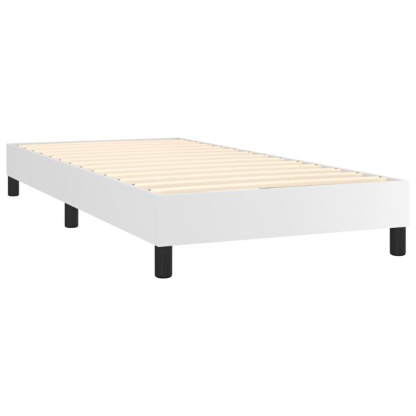 vidaXL Box Spring Bed with Mattress White 39.4"x74.8" Twin Faux Leather - Image 4