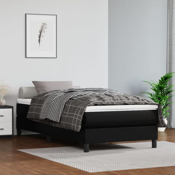 vidaXL Box Spring Bed with Mattress Black 39.4"x79.9" Twin XL Faux Leather