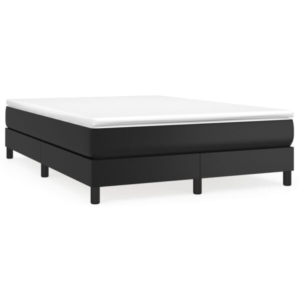 vidaXL Box Spring Bed with Mattress Black 53.9"x74.8" Full Faux Leather - Image 2