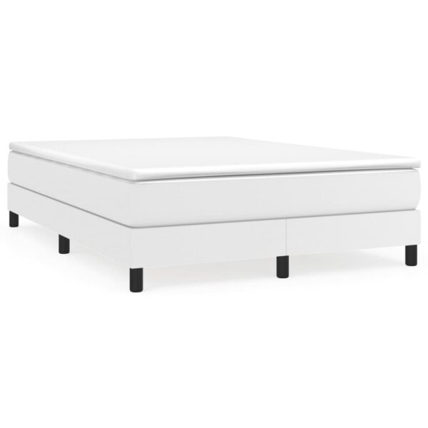 vidaXL Box Spring Bed with Mattress White 53.9"x74.8" Full Faux Leather - Image 2