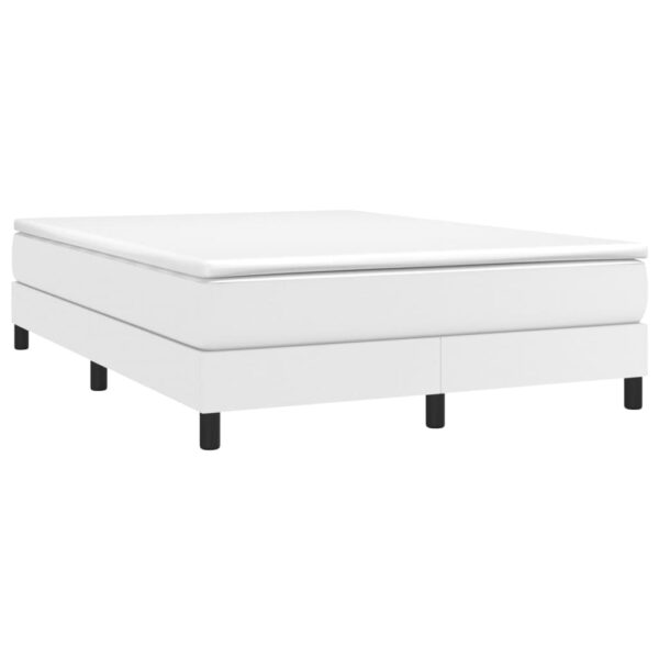 vidaXL Box Spring Bed with Mattress White 53.9"x74.8" Full Faux Leather - Image 3