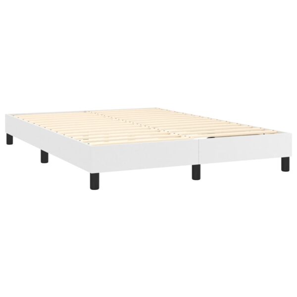 vidaXL Box Spring Bed with Mattress White 53.9"x74.8" Full Faux Leather - Image 4