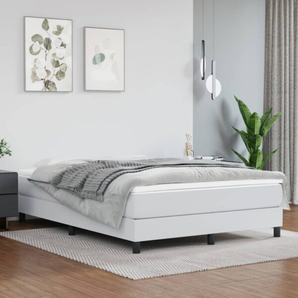 vidaXL Box Spring Bed with Mattress White 59.8"x79.9" Queen Faux Leather