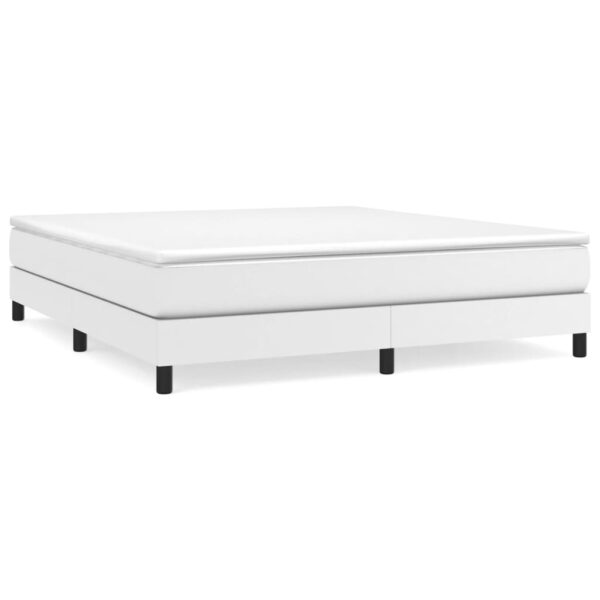 vidaXL Box Spring Bed with Mattress White 76"x79.9" King Faux Leather - Image 2