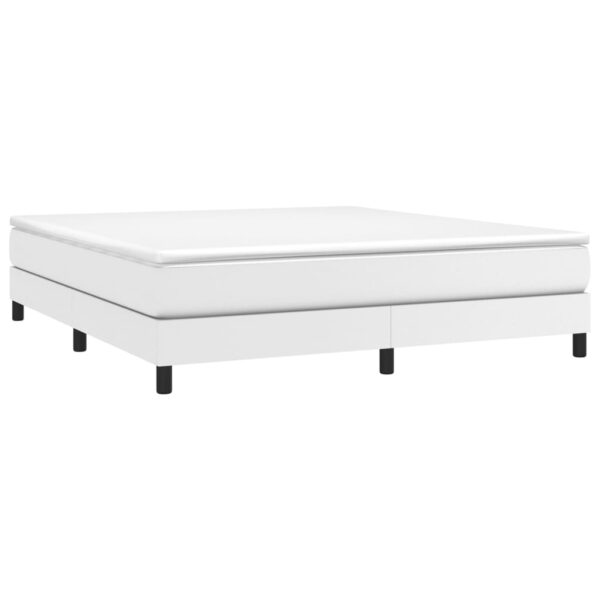 vidaXL Box Spring Bed with Mattress White 76"x79.9" King Faux Leather - Image 3