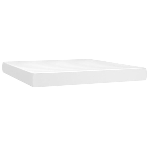 vidaXL Box Spring Bed with Mattress White 76"x79.9" King Faux Leather - Image 5