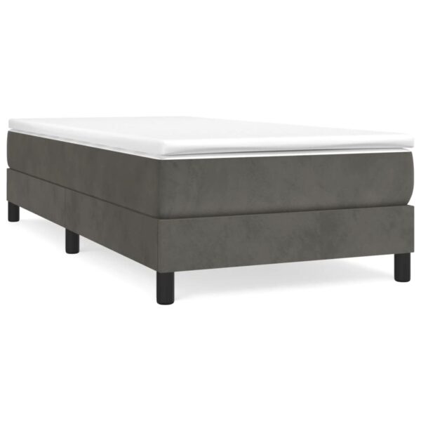 vidaXL Box Spring Bed with Mattress Dark Gray 39.4"x74.8" Twin Velvet - Image 2