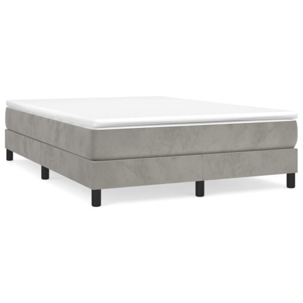 vidaXL Box Spring Bed with Mattress Light Gray 53.9"x74.8" Full Velvet - Image 2