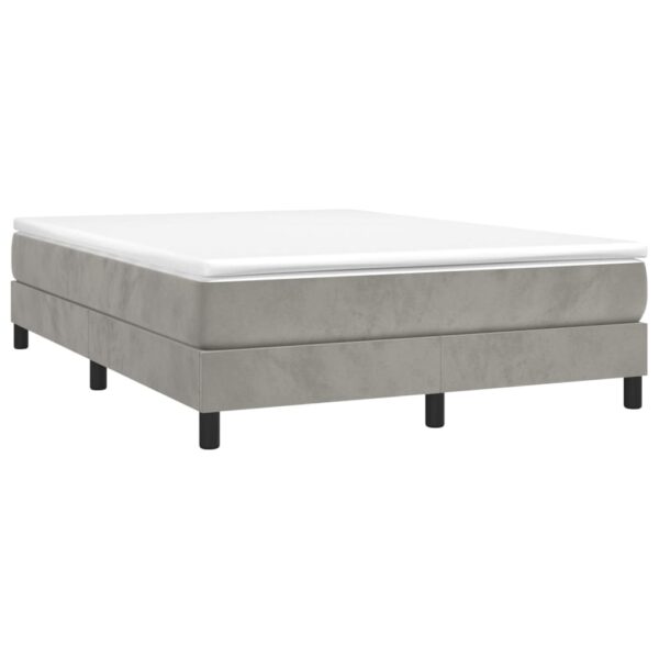 vidaXL Box Spring Bed with Mattress Light Gray 53.9"x74.8" Full Velvet - Image 3