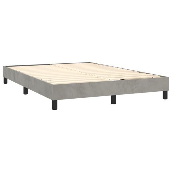 vidaXL Box Spring Bed with Mattress Light Gray 53.9"x74.8" Full Velvet - Image 4