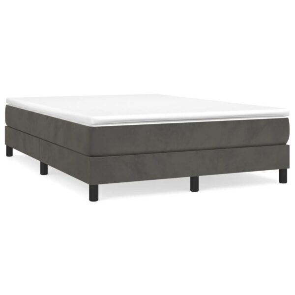 vidaXL Box Spring Bed with Mattress Dark Gray 53.9"x74.8" Full Velvet - Image 2