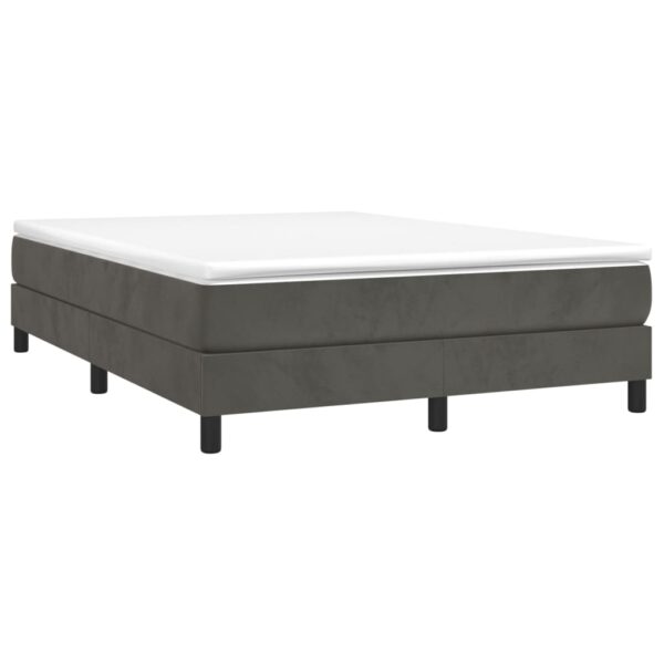 vidaXL Box Spring Bed with Mattress Dark Gray 53.9"x74.8" Full Velvet - Image 3