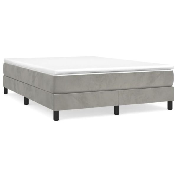 vidaXL Box Spring Bed with Mattress Light Gray 59.8"x79.9" Queen Velvet - Image 2