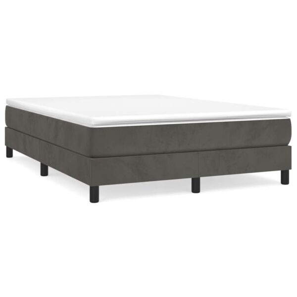 vidaXL Box Spring Bed with Mattress Dark Gray 59.8"x79.9" Queen Velvet - Image 2