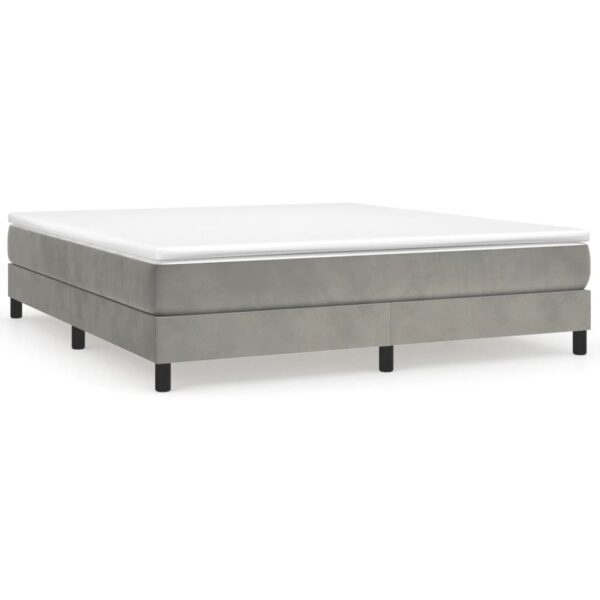 vidaXL Box Spring Bed with Mattress Light Gray 76"x79.9" King Velvet - Image 2