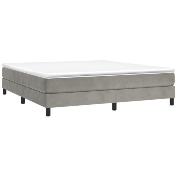 vidaXL Box Spring Bed with Mattress Light Gray 76"x79.9" King Velvet - Image 3