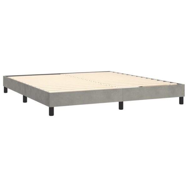 vidaXL Box Spring Bed with Mattress Light Gray 76"x79.9" King Velvet - Image 4