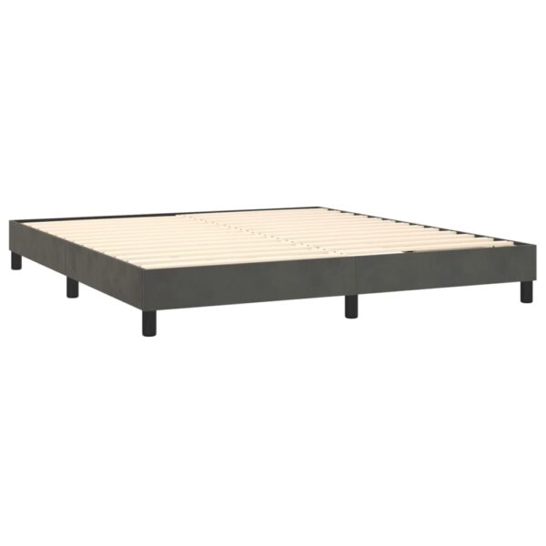 vidaXL Box Spring Bed with Mattress Dark Gray 76"x79.9" King Velvet - Image 4