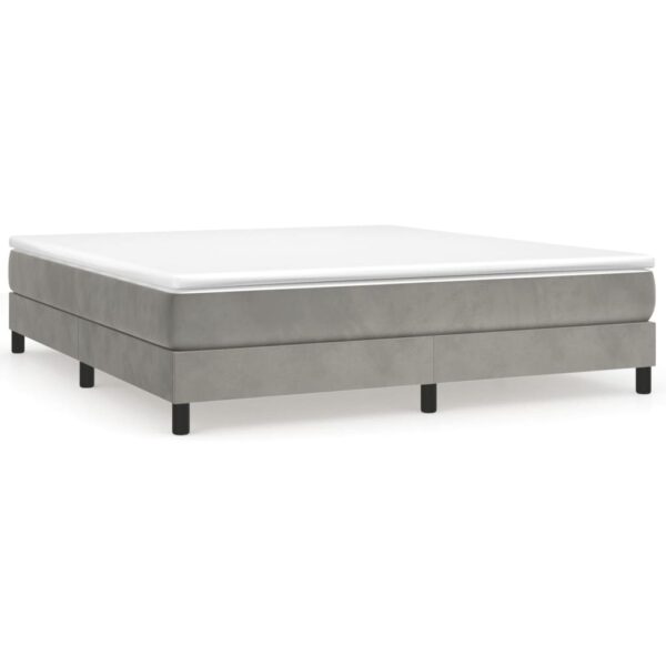 vidaXL Box Spring Bed with Mattress Light Gray 72"x83.9" California King Velvet - Image 2