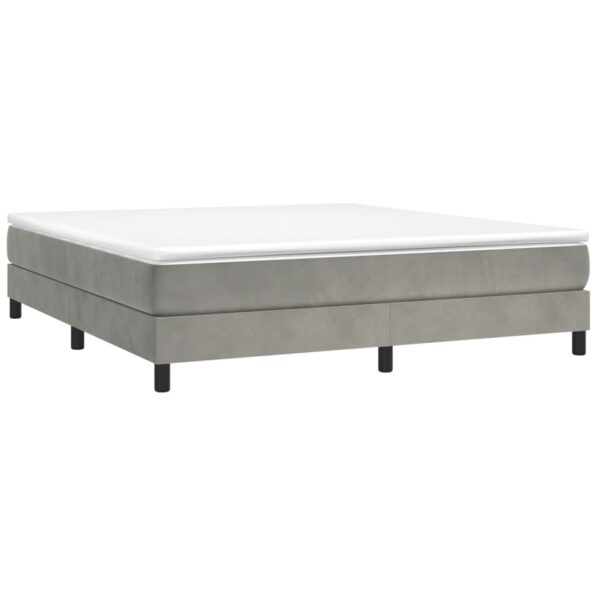 vidaXL Box Spring Bed with Mattress Light Gray 72"x83.9" California King Velvet - Image 3